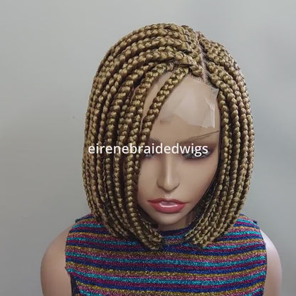Braided Wigs For Black Women Short Bob Braided Wig: Jumbo Box Braids, Lace Front
