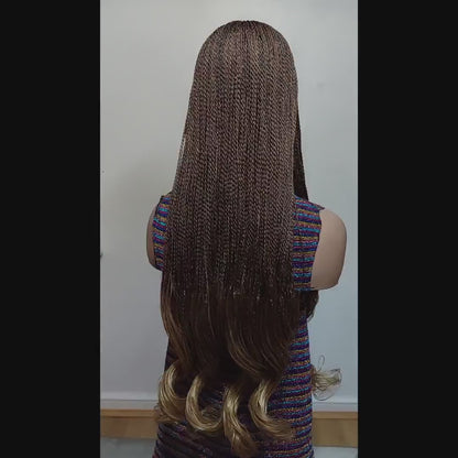 Braided Wigs For Black Women 30 Inch Micro Twist Braided Wig, Boho Goddess Locks Lace Closure Wig