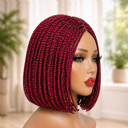  red and black auburn burgundy braided bob wig 2