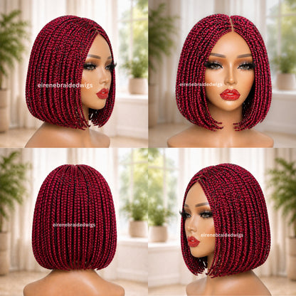  red and black auburn burgundy braided bob wig 5