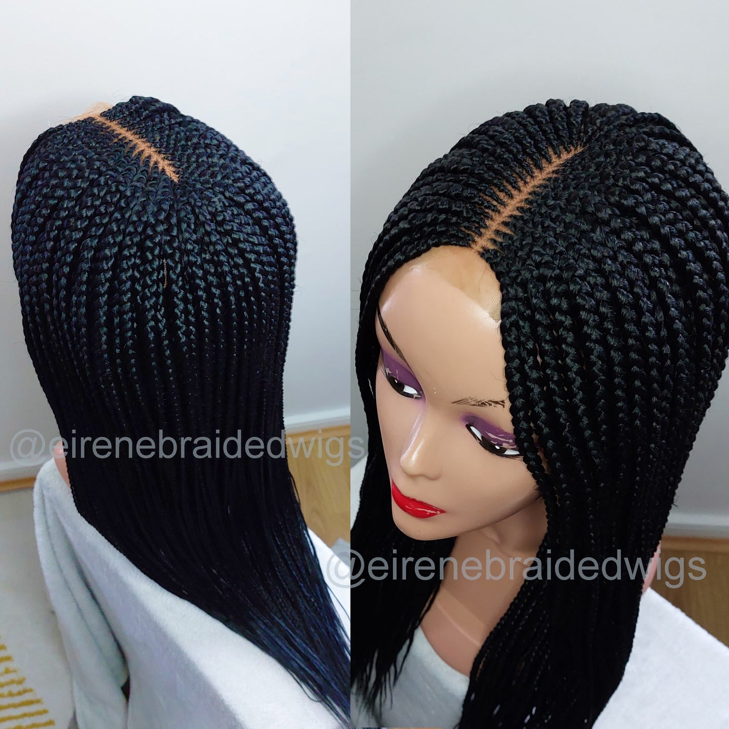 24inch Black Fulani conrow braids wig