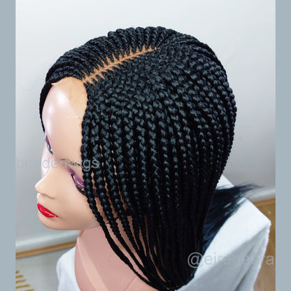 24inch Black Fulani conrow braids wig