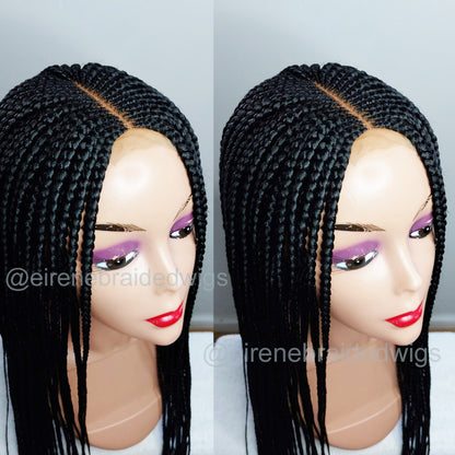 24inch Black Fulani conrow braids wig