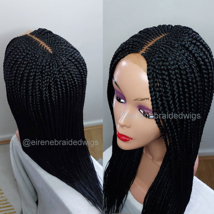 24inch Black Fulani conrow braids wig