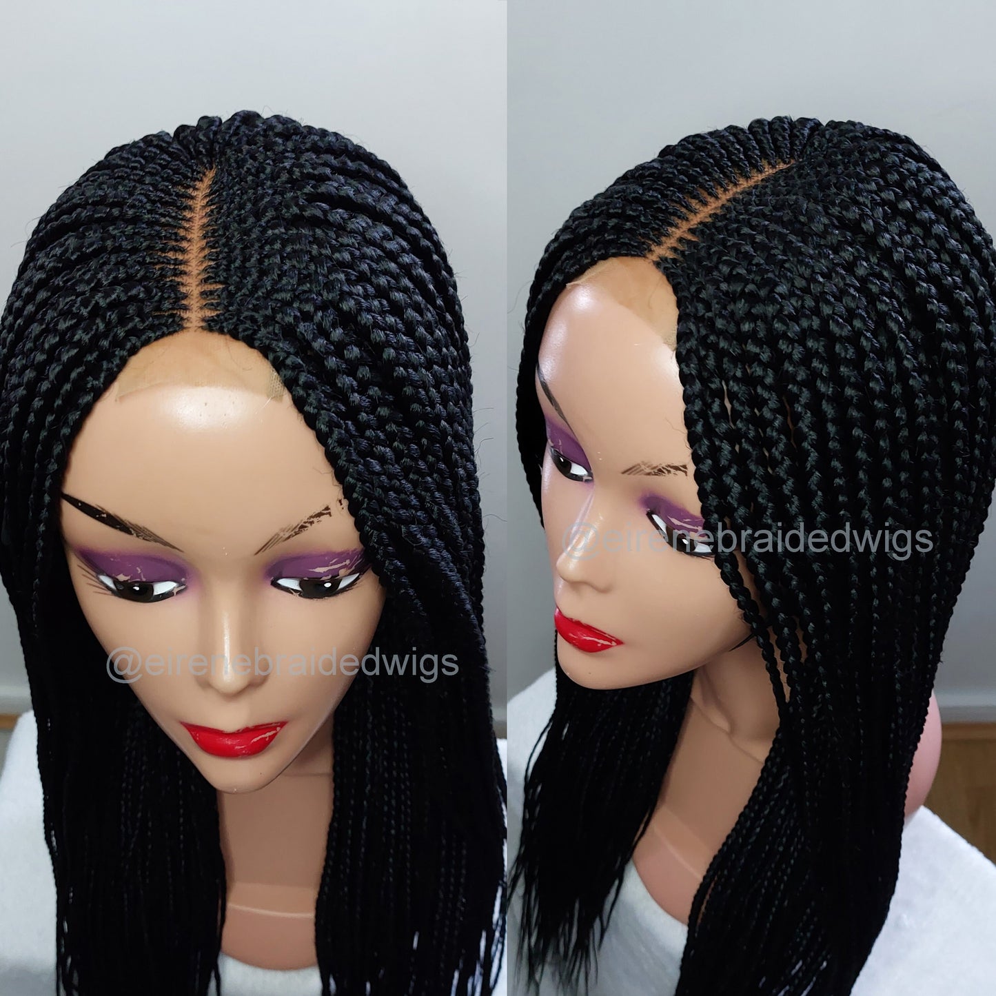 24inch Black Fulani conrow braids wig