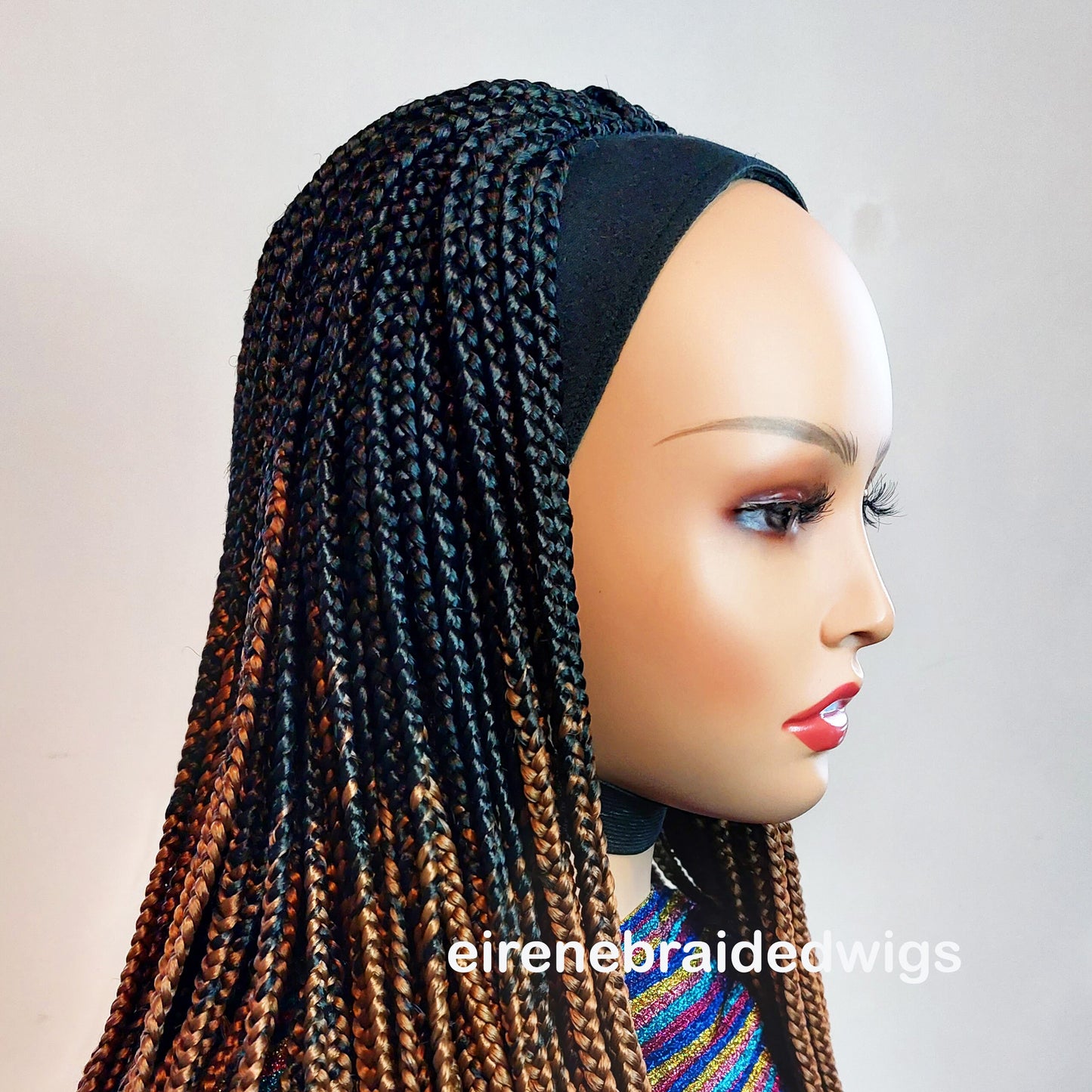 Black/Copper Braided Headband Wig