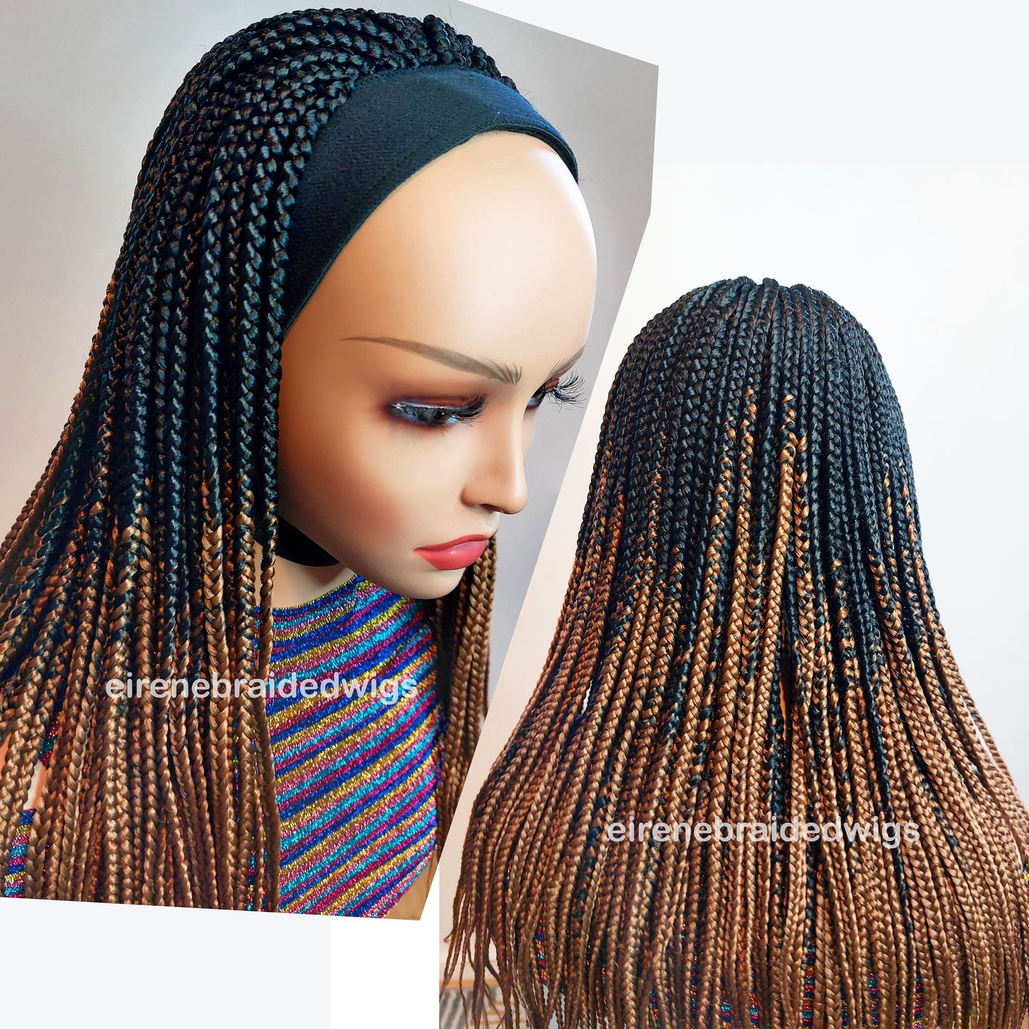 Black/Copper Braided Headband Wig