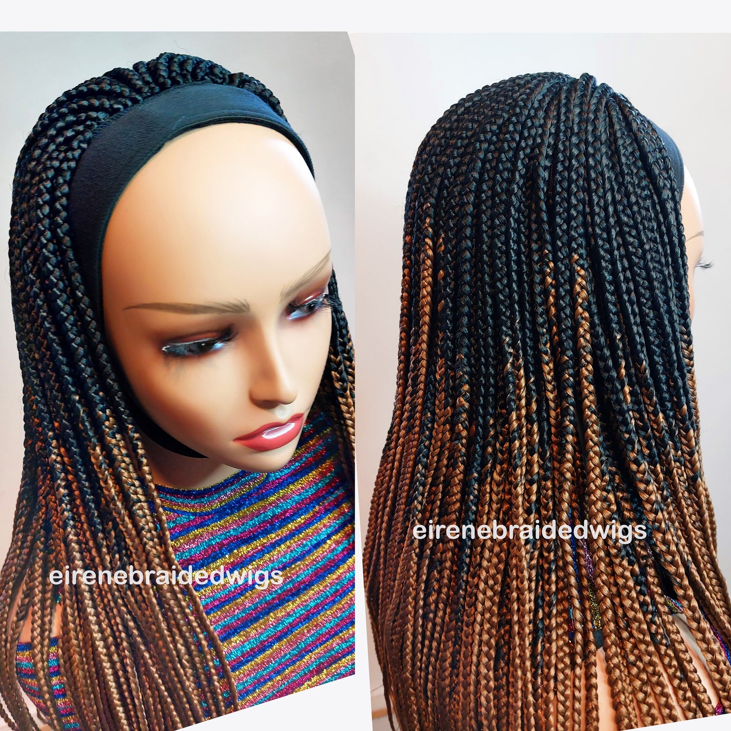 Black/Copper Braided Headband Wig