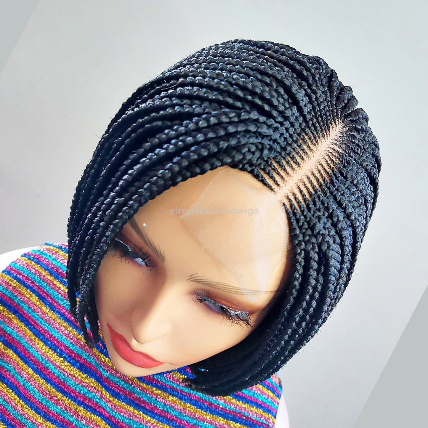 Side Parting Conrow Short Bob Braided Wig