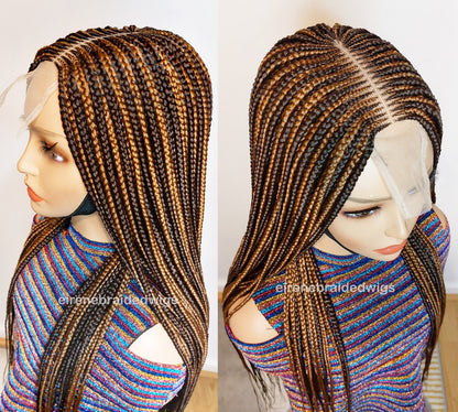 Fulani Conrow gold brown braids wig